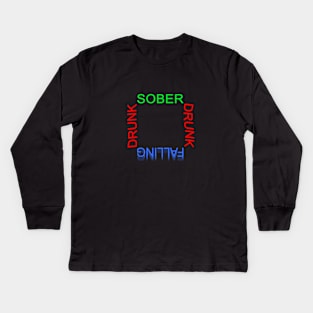 Sober-Drunk-Falling Kids Long Sleeve T-Shirt